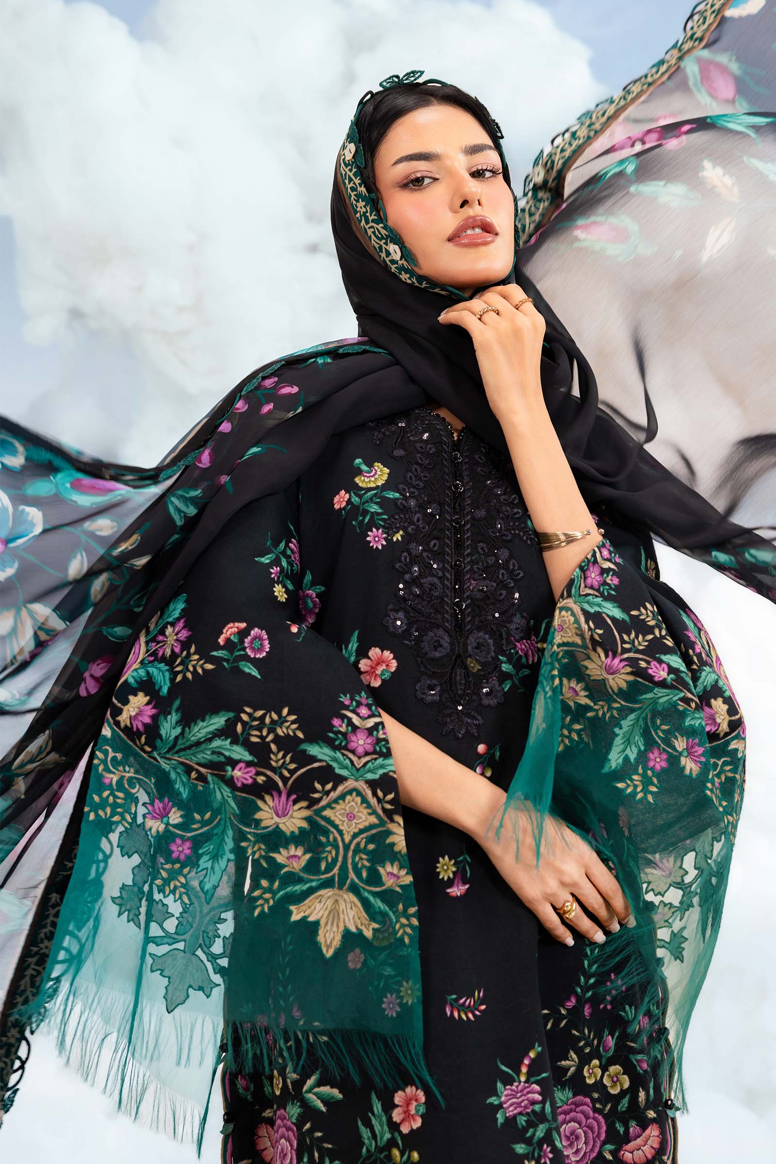 Maria B | M Basics Dreamscape Eid Lawn | MB-CUSV14-01B - House Of Hania