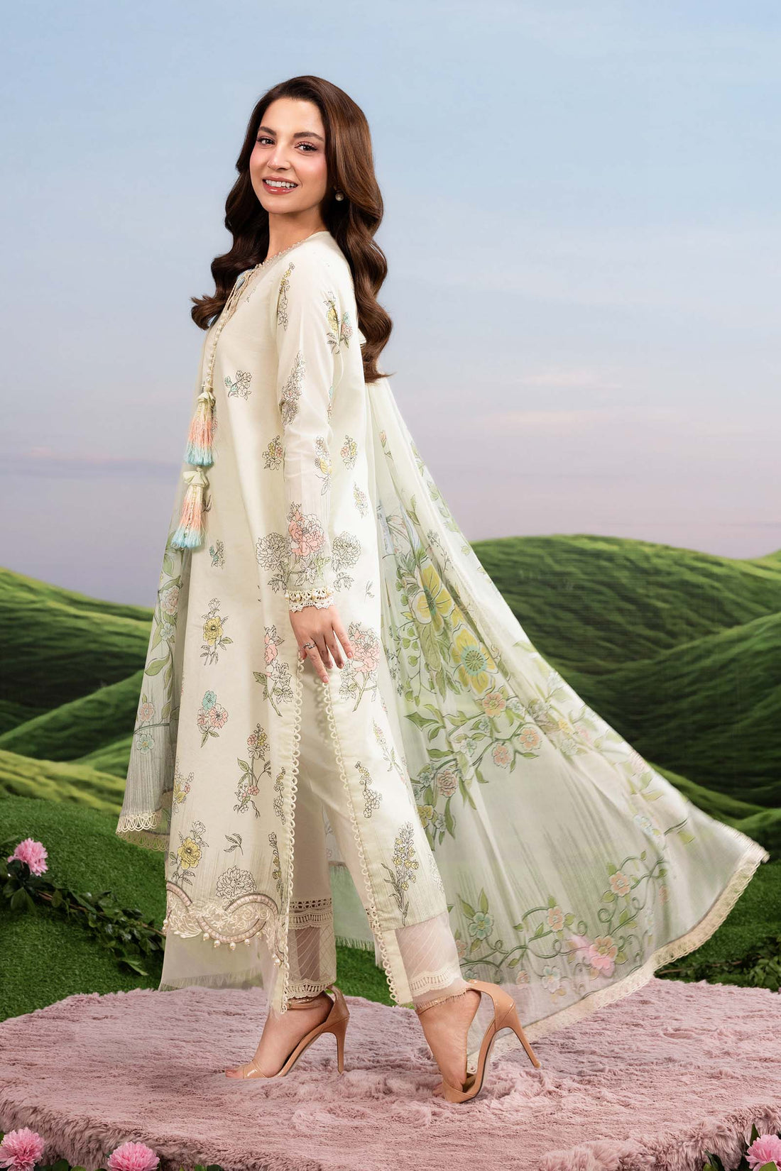 Maria B | M Basics Dreamscape Eid Lawn | MB-CUSV14-02A - House Of Hania