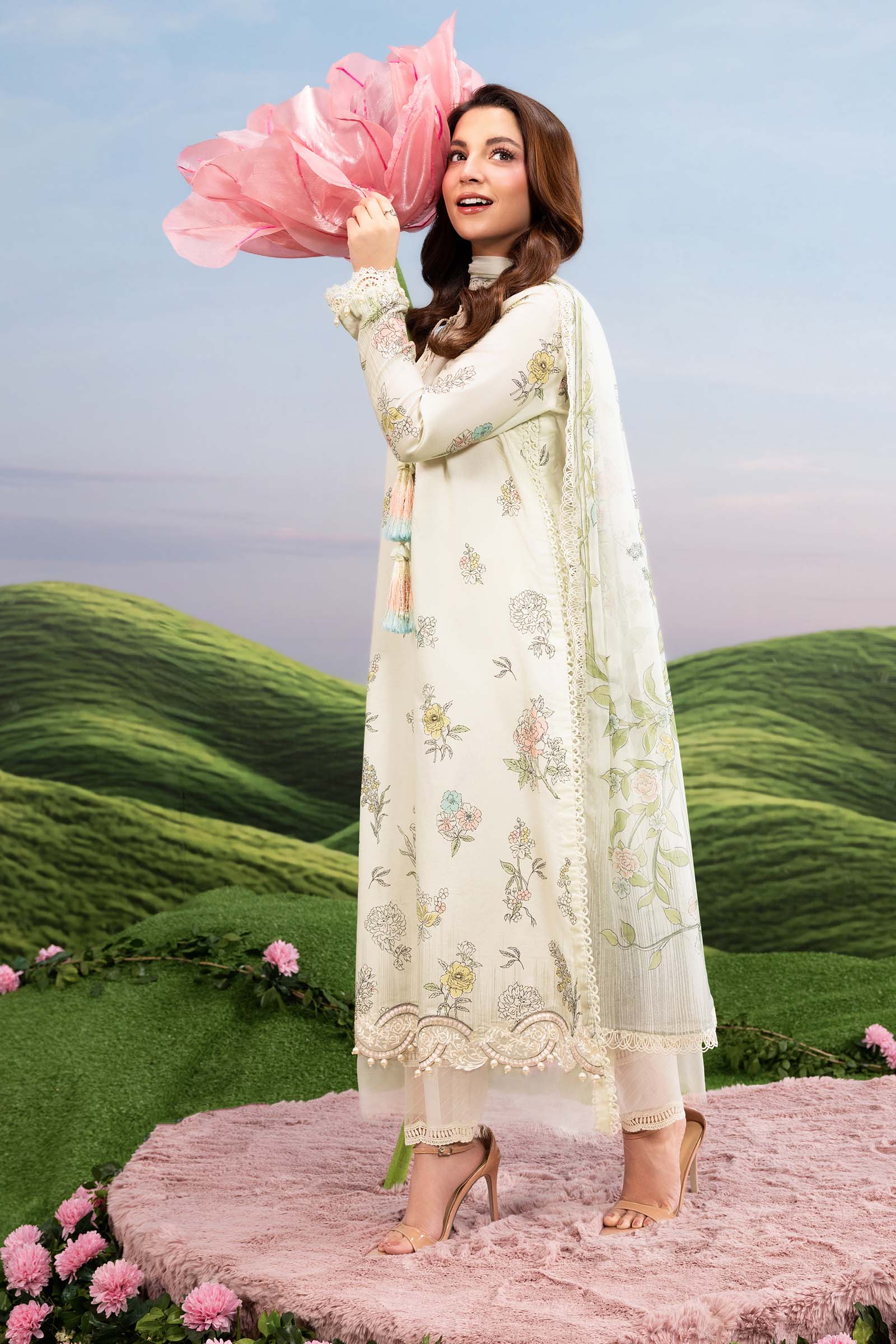 Maria B | M Basics Dreamscape Eid Lawn | MB-CUSV14-02A - House Of Hania