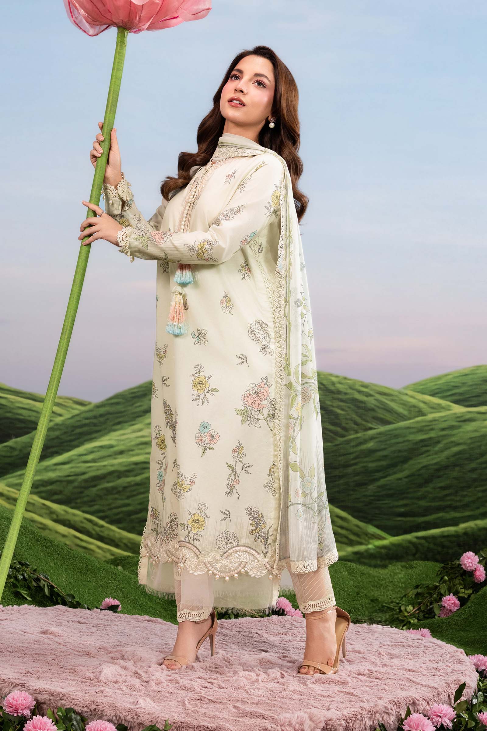 Maria B | M Basics Dreamscape Eid Lawn | MB-CUSV14-02A - House Of Hania