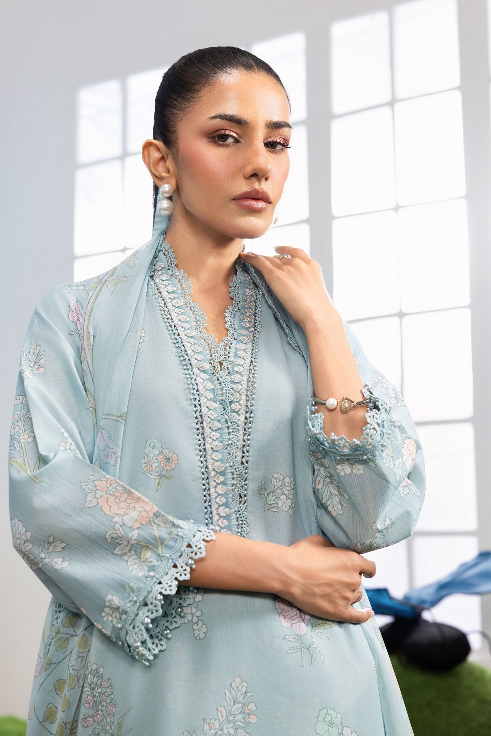 Maria B | M Basics Dreamscape Eid Lawn | MB-CUSV14-02B - House Of Hania