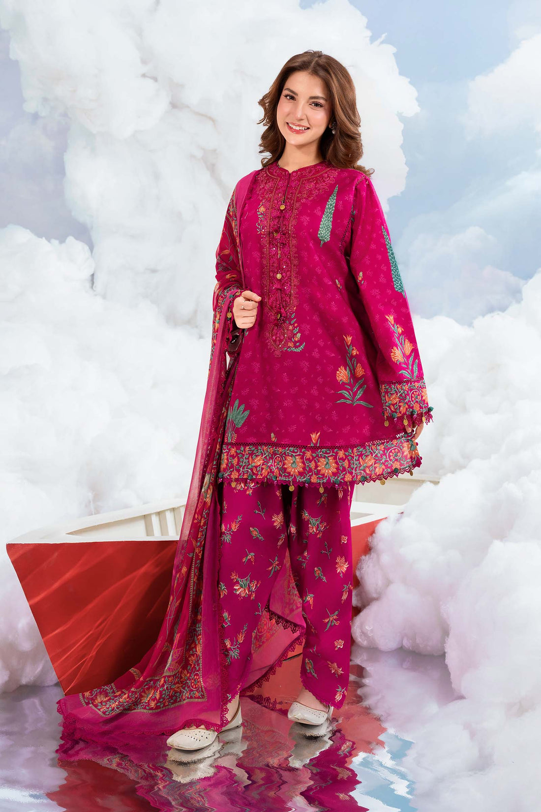 Maria B | M Basics Dreamscape Eid Lawn | MB-CUSV14-03B - House Of Hania
