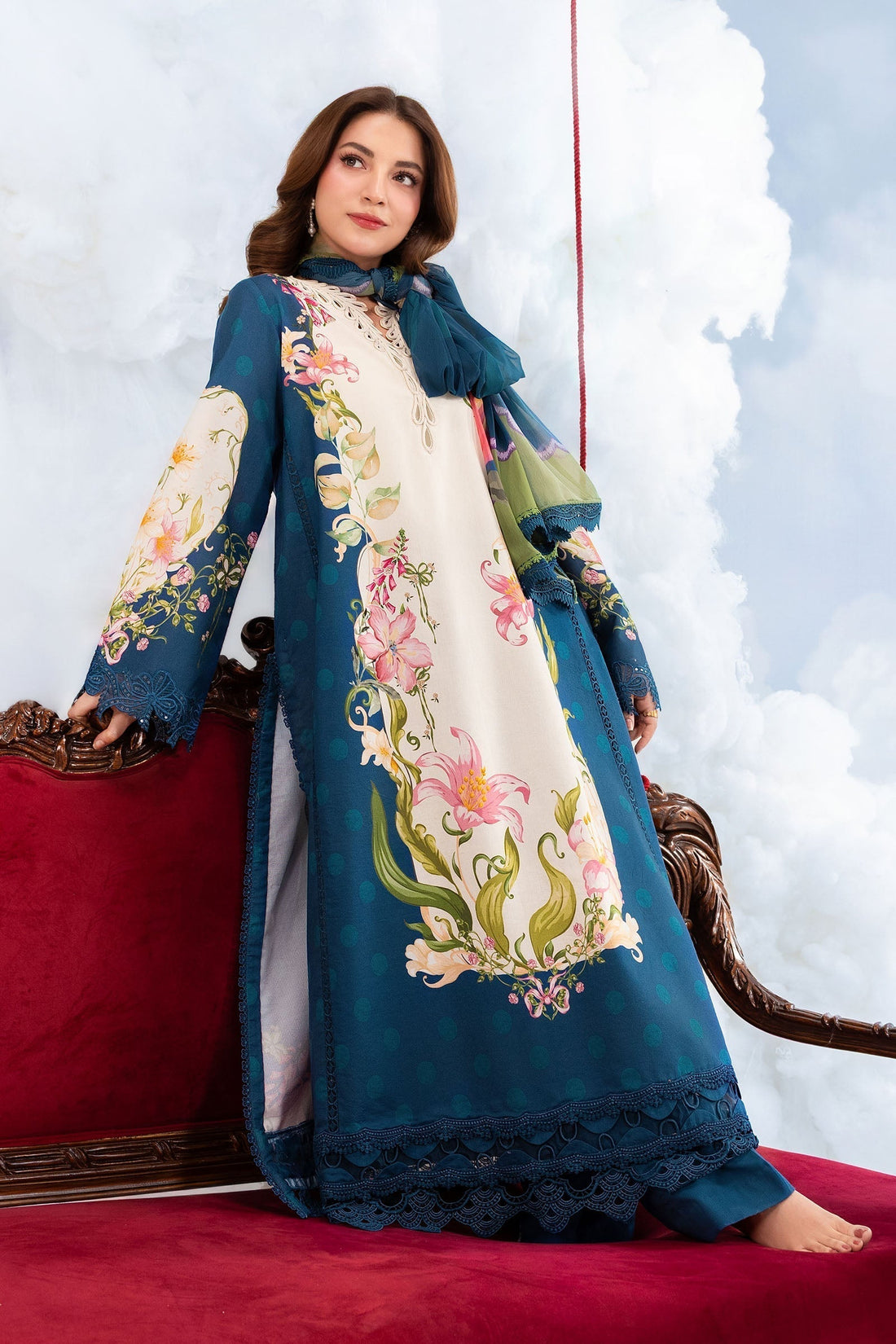 Maria B | M Basics Dreamscape Eid Lawn | MB-CUSV14-05B - House Of Hania