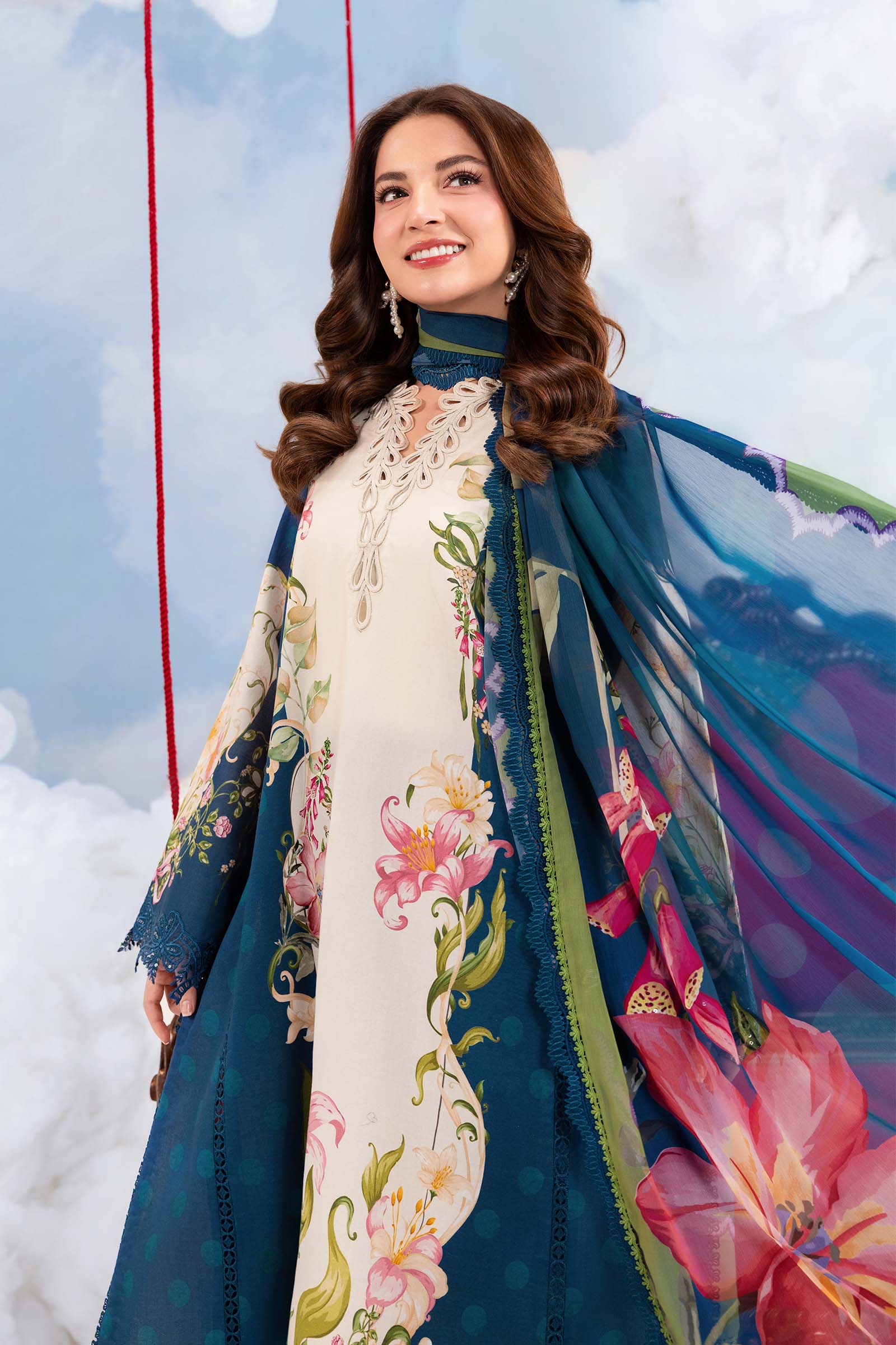 Maria B | M Basics Dreamscape Eid Lawn | MB-CUSV14-05B - House Of Hania