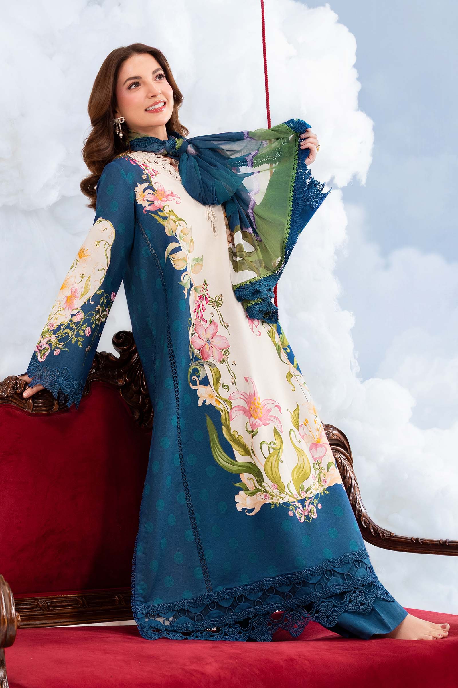 Maria B | M Basics Dreamscape Eid Lawn | MB-CUSV14-05B - House Of Hania