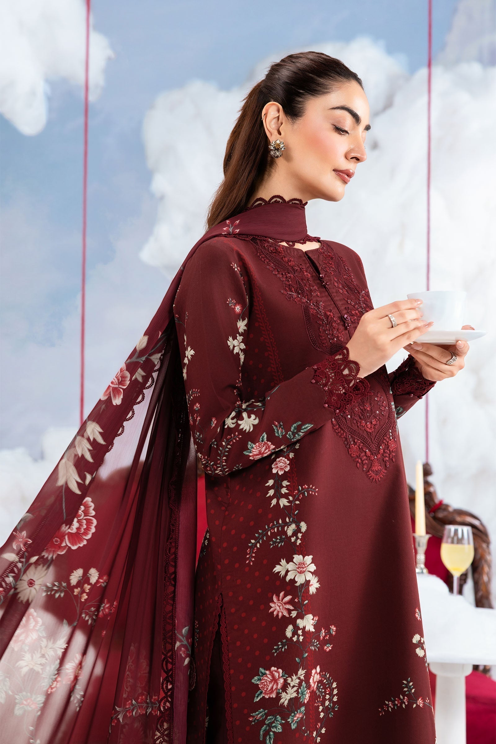 Maria B | M Basics Dreamscape Eid Lawn | MB-CUSV14-07A - House Of Hania