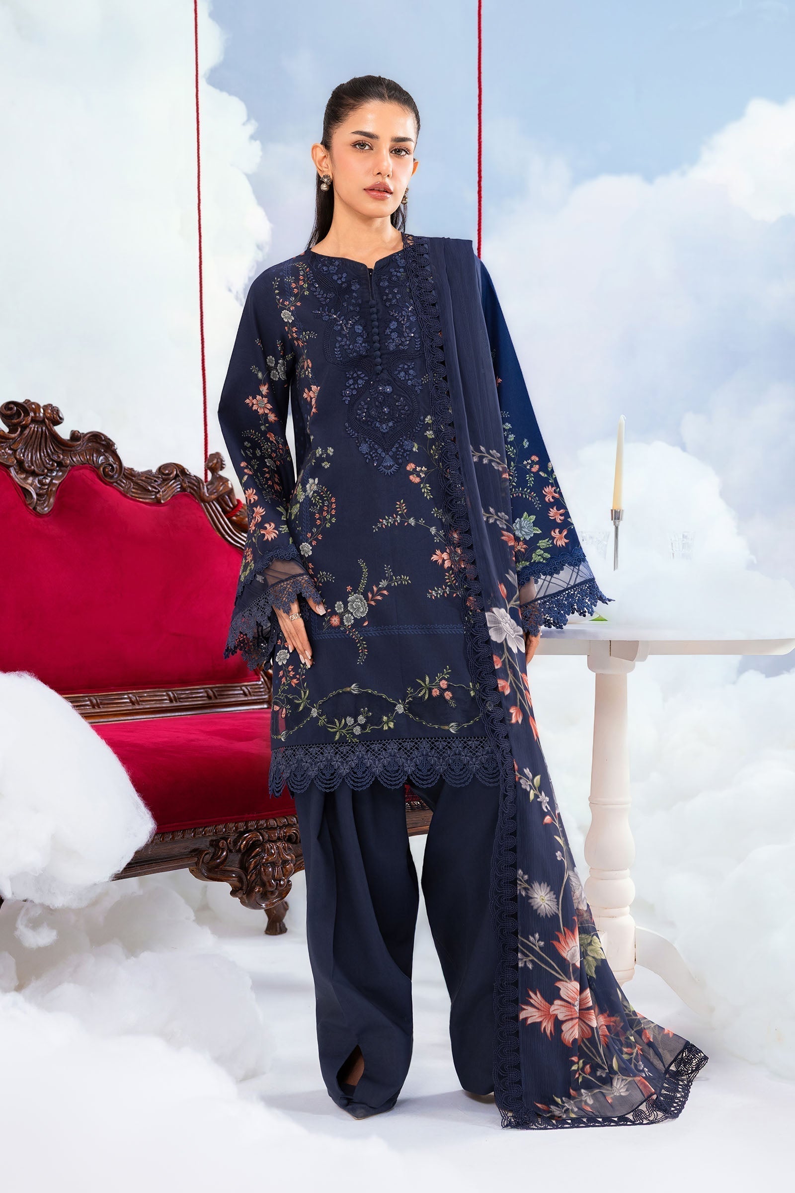 Maria B | M Basics Dreamscape Eid Lawn | MB-CUSV14-07B - House Of Hania