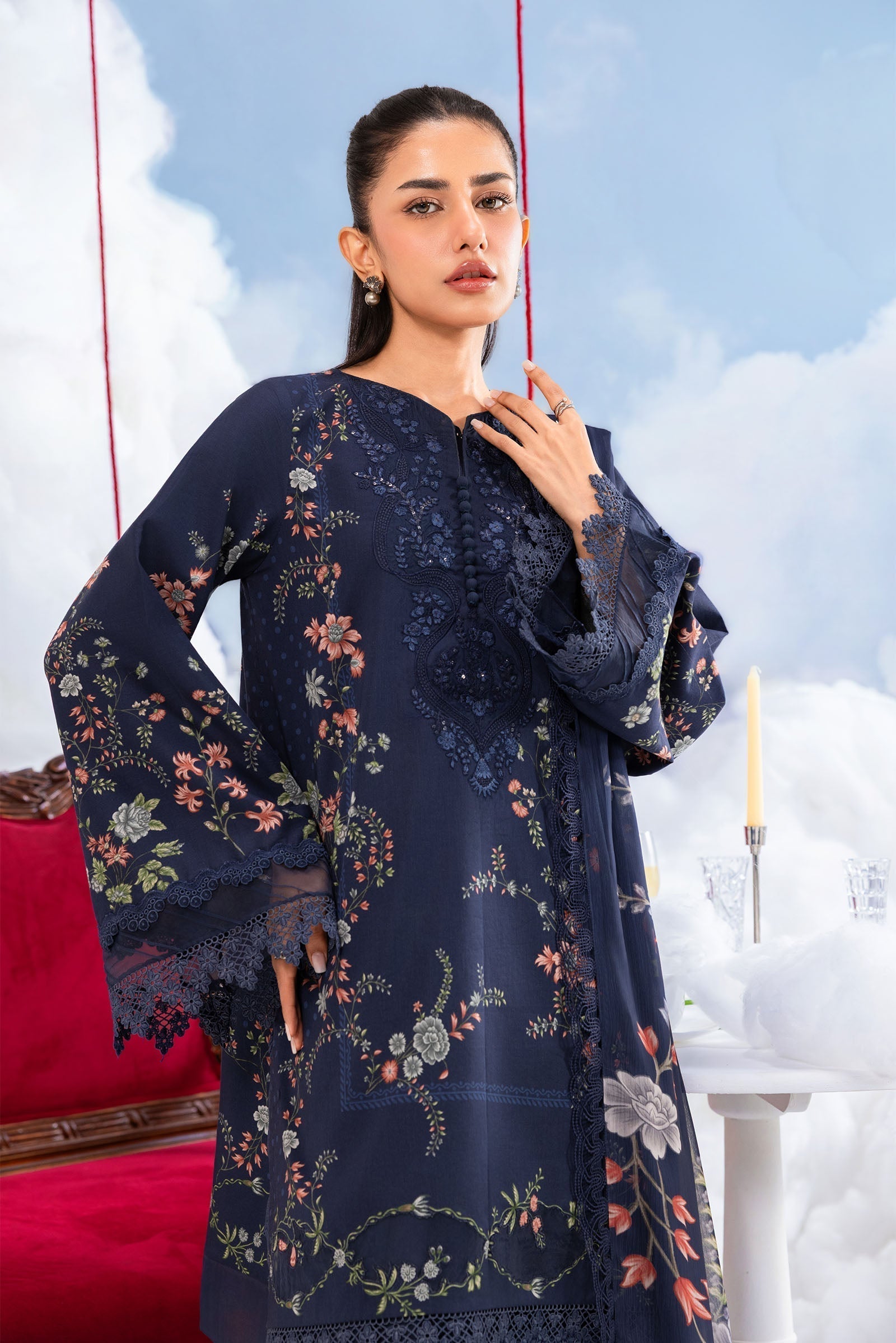 Maria B | M Basics Dreamscape Eid Lawn | MB-CUSV14-07B - House Of Hania