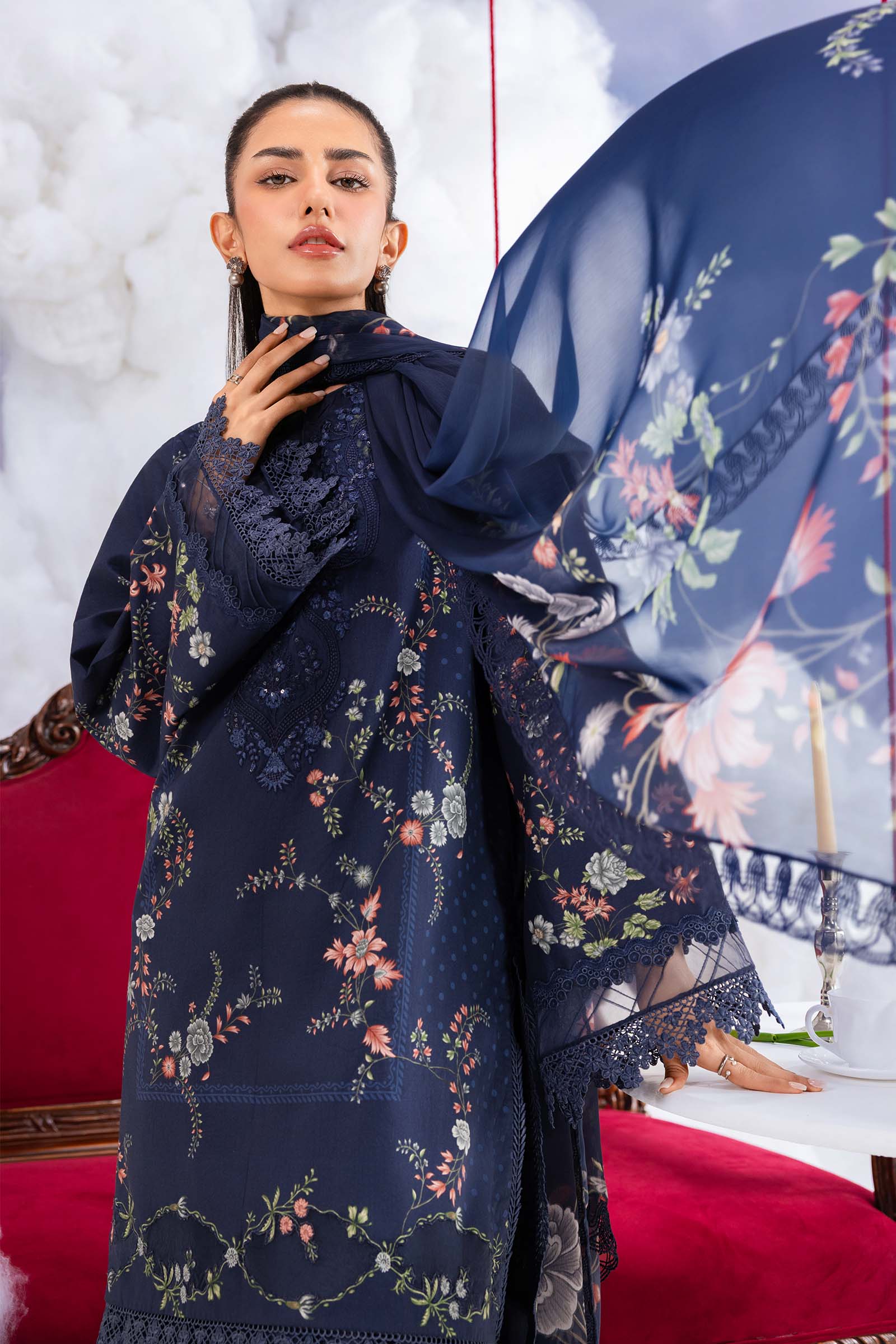Maria B | M Basics Dreamscape Eid Lawn | MB-CUSV14-07B - House Of Hania