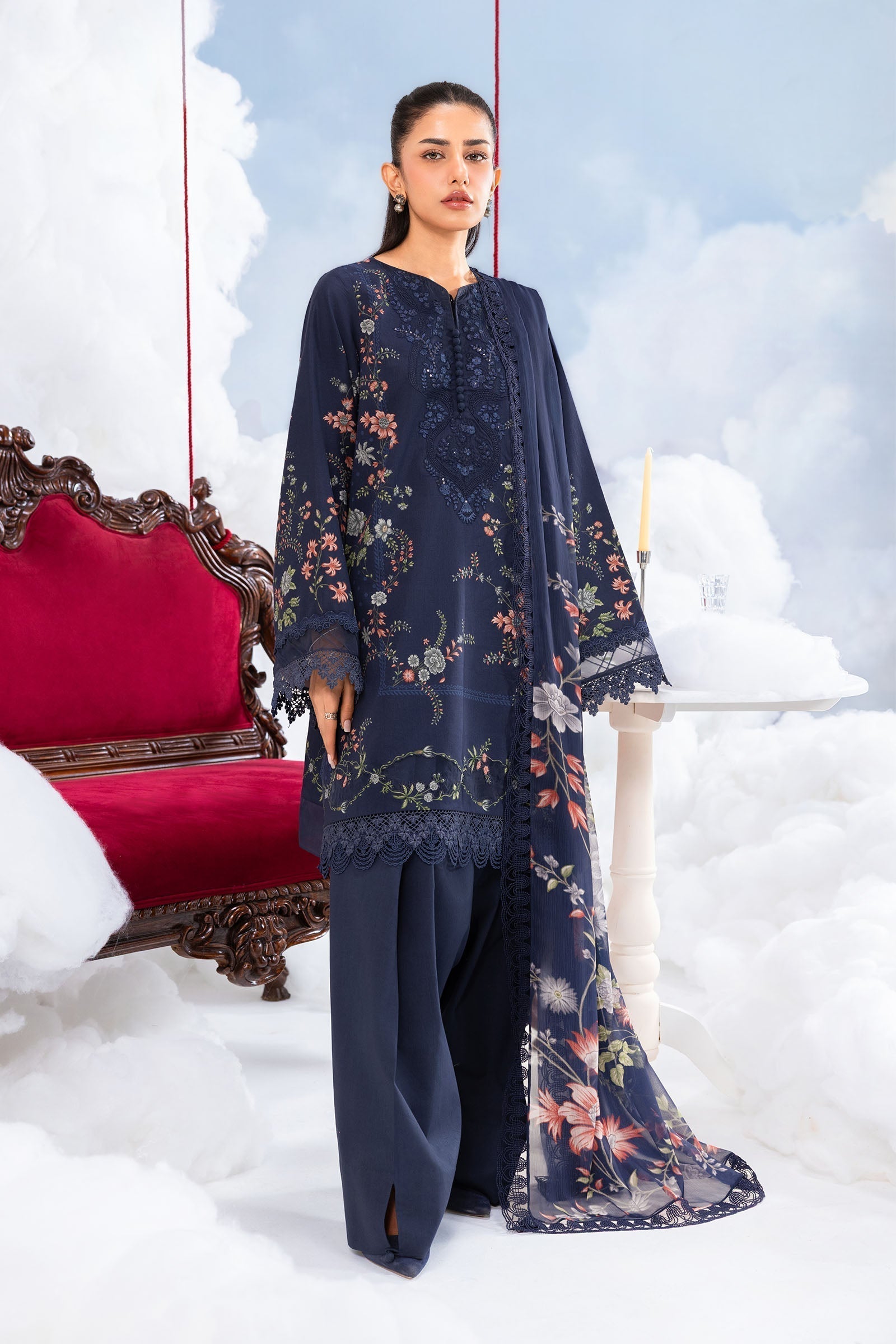 Maria B | M Basics Dreamscape Eid Lawn | MB-CUSV14-07B - House Of Hania