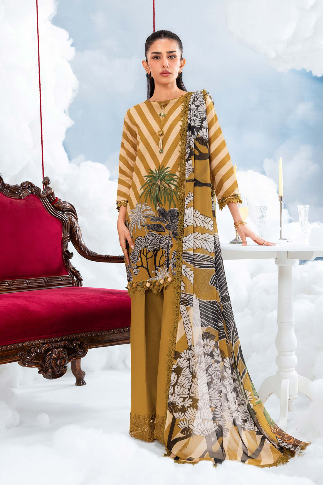 Maria B | M Basics Dreamscape Eid Lawn | MB-CUSV14-08A - House Of Hania