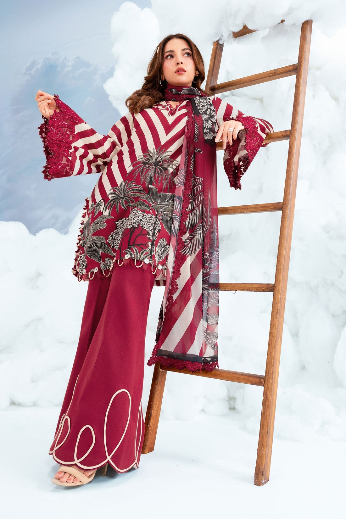 Maria B | M Basics Dreamscape Eid Lawn | MB-CUSV14-08B - House Of Hania