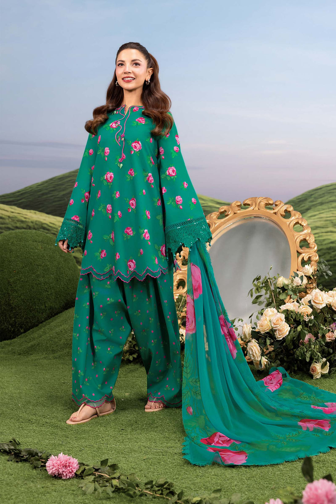 Maria B | M Basics Dreamscape Eid Lawn | MB-CUSV14-09A - House Of Hania