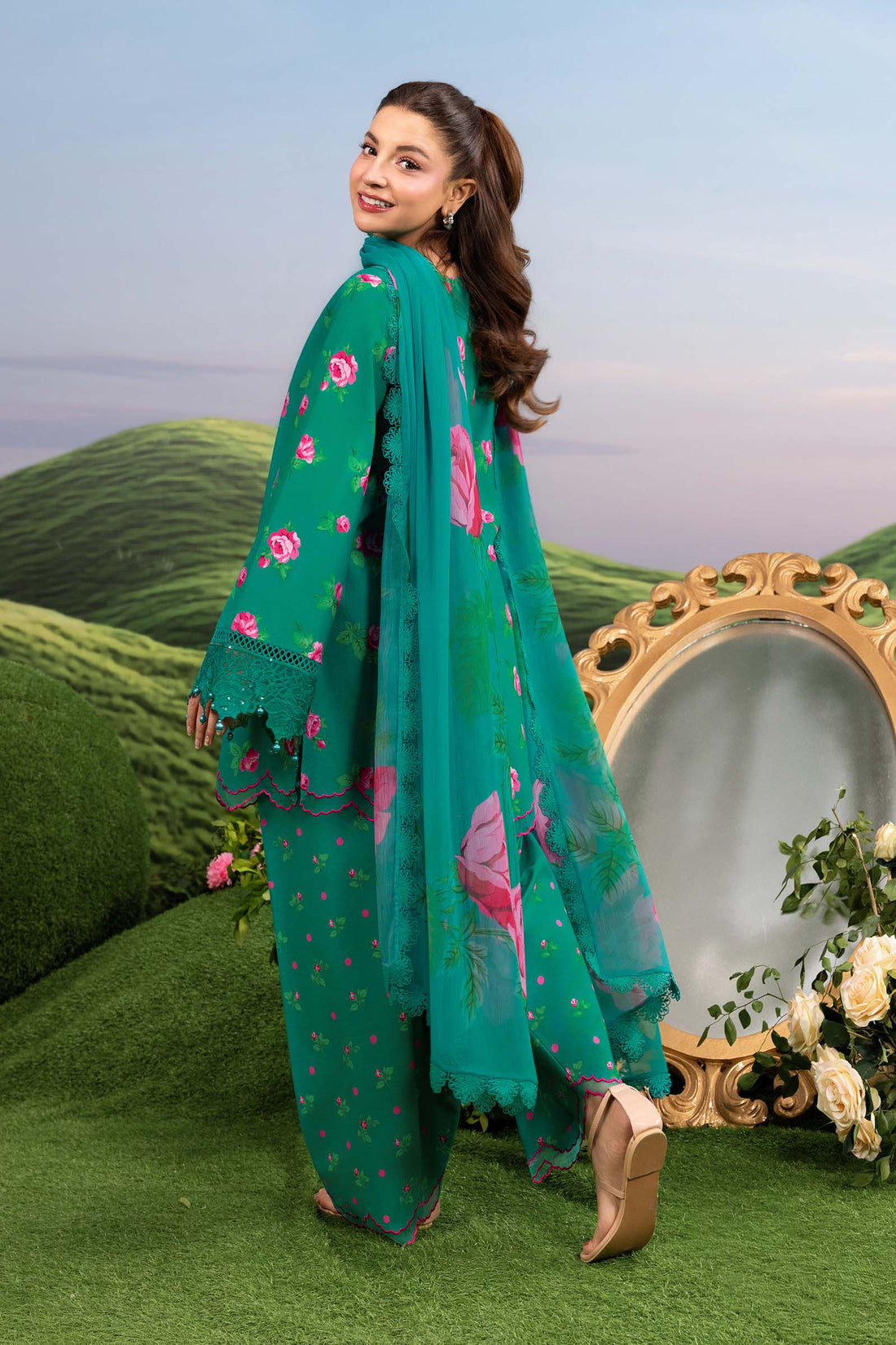 Maria B | M Basics Dreamscape Eid Lawn | MB-CUSV14-09A - House Of Hania