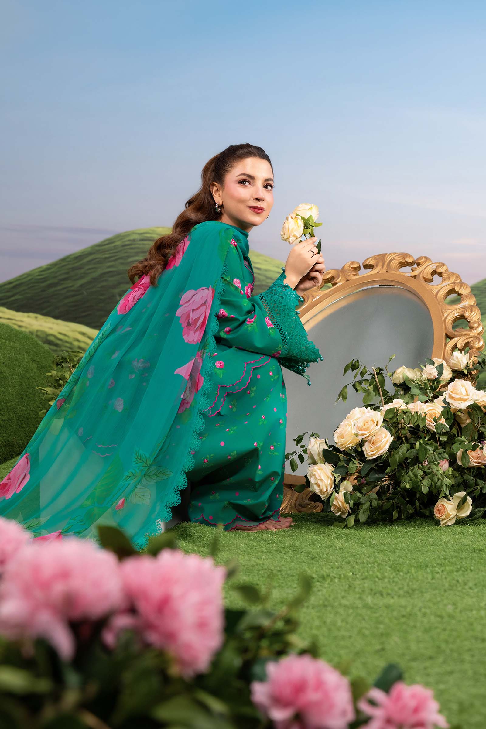 Maria B | M Basics Dreamscape Eid Lawn | MB-CUSV14-09A - House Of Hania