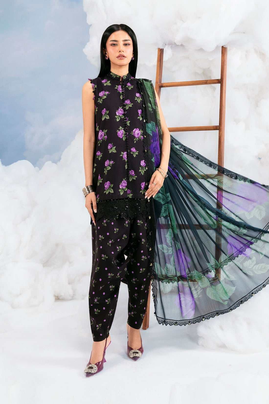Maria B | M Basics Dreamscape Eid Lawn | MB-CUSV14-09B - House Of Hania