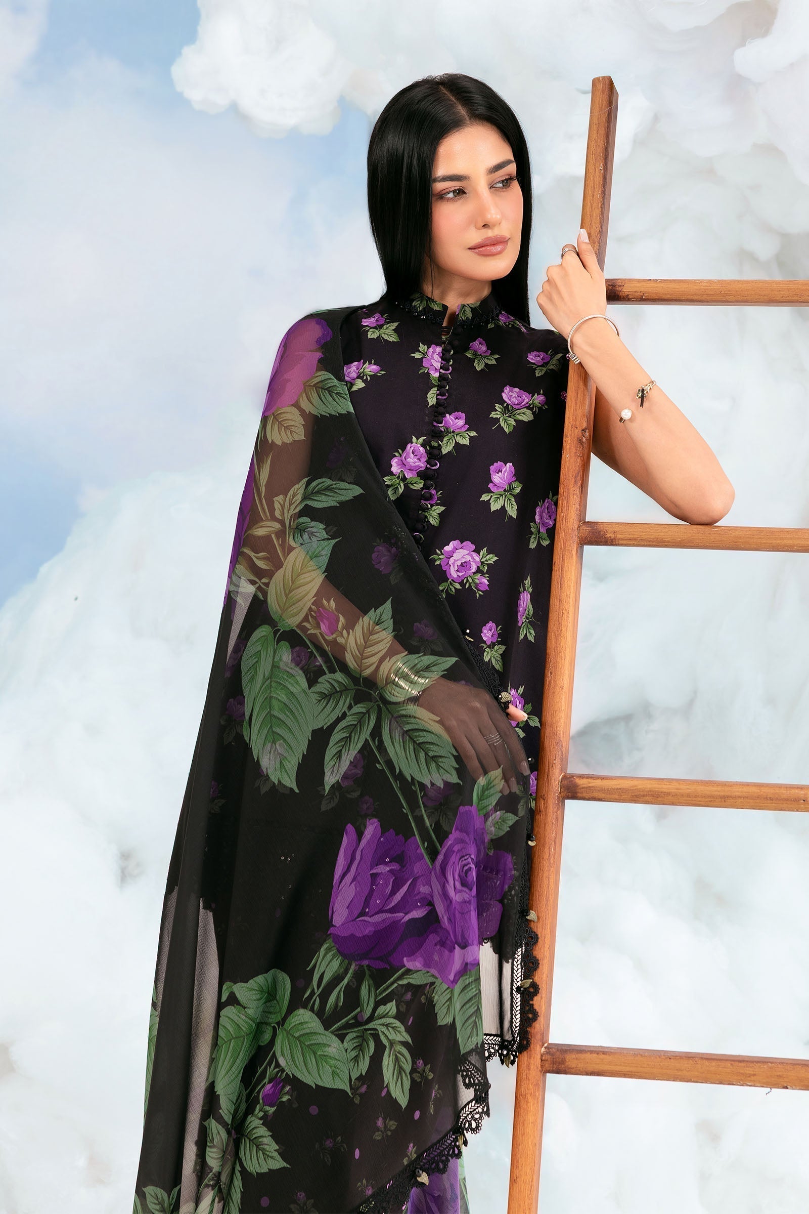 Maria B | M Basics Dreamscape Eid Lawn | MB-CUSV14-09B - House Of Hania