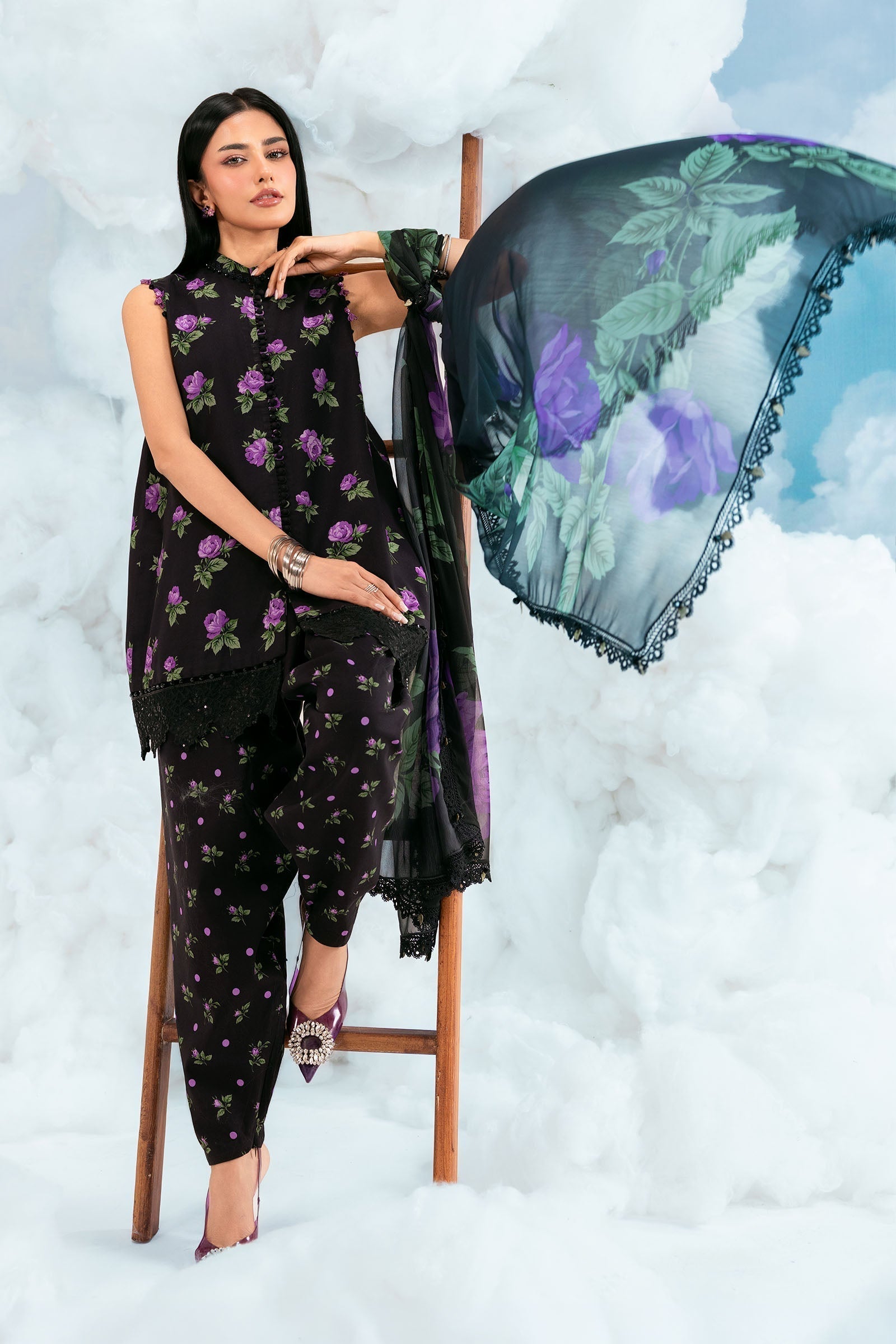 Maria B | M Basics Dreamscape Eid Lawn | MB-CUSV14-09B - House Of Hania