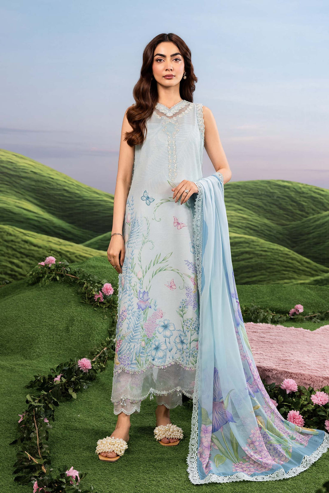 Maria B | M Basics Dreamscape Eid Lawn | MB-CUSV14-10A - House Of Hania