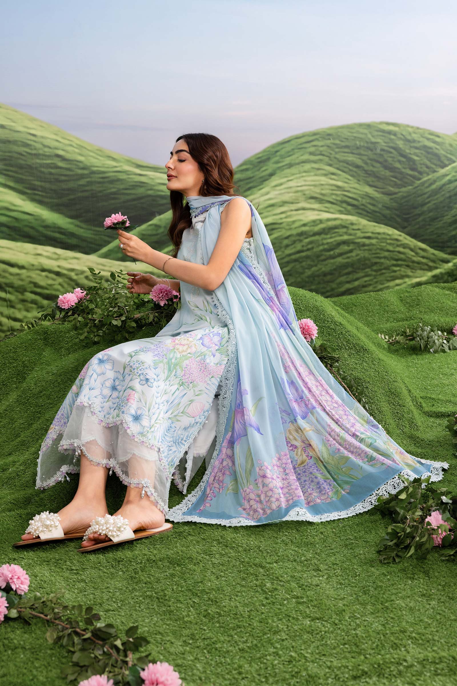 Maria B | M Basics Dreamscape Eid Lawn | MB-CUSV14-10A - House Of Hania