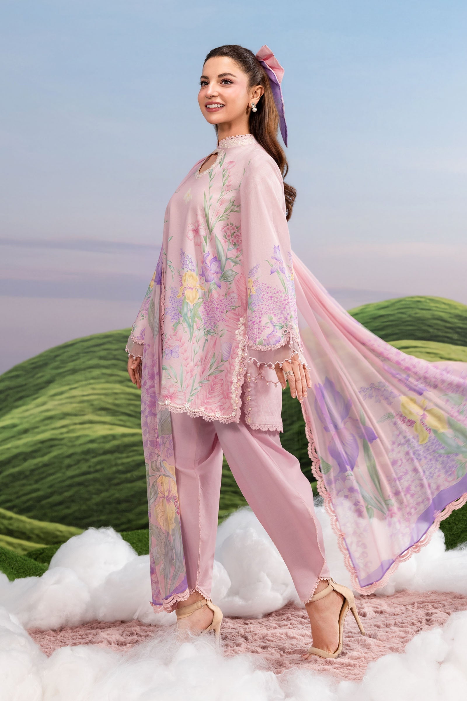 Maria B | M Basics Dreamscape Eid Lawn | MB-CUSV14-10B - House Of Hania