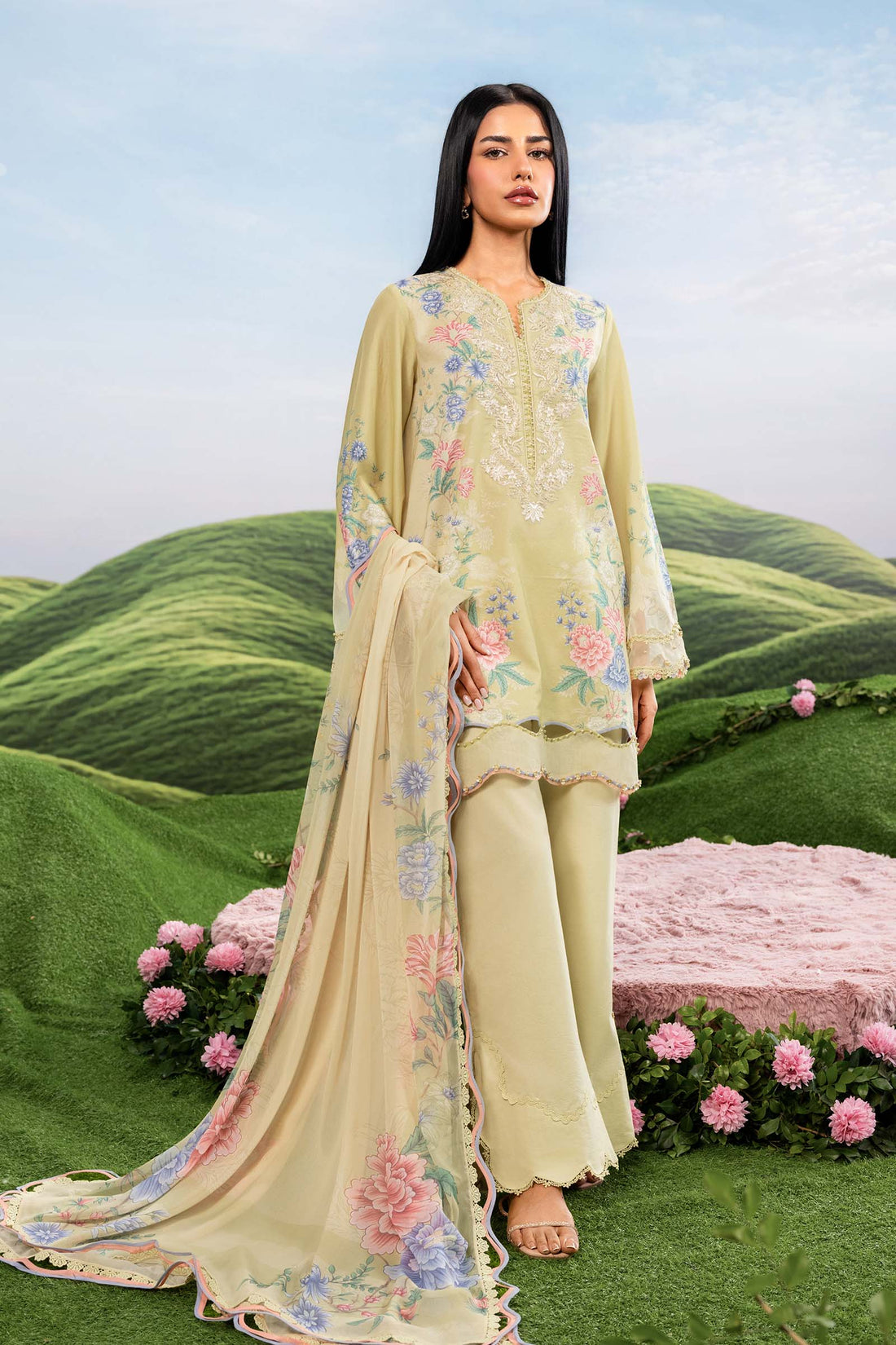 Maria B | M Basics Dreamscape Eid Lawn | MB-CUSV14-11A - House Of Hania