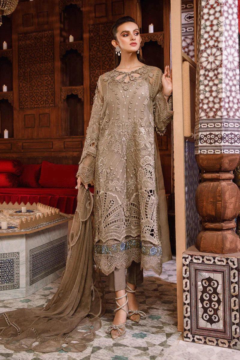 Maria .B MBROIDERED – Coffee (BD-2501) - House Of Hania