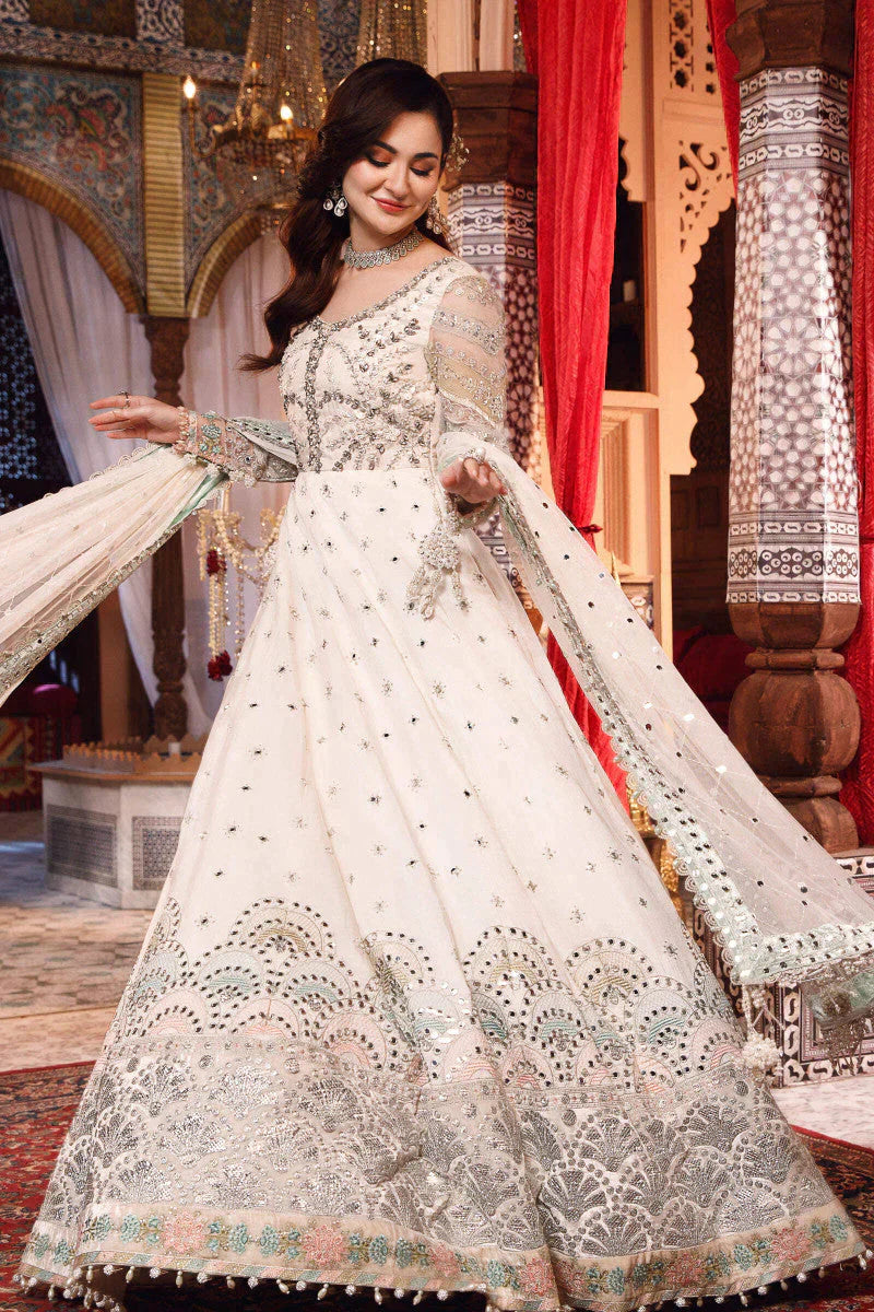 Maria. B MBROIDERED – Pearl White and Peachy Silver (BD-2502) - House Of Hania