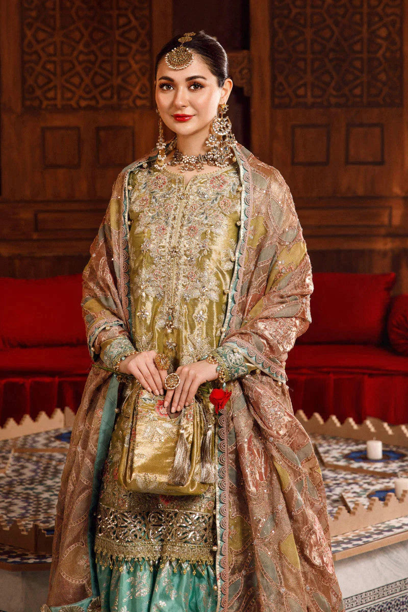 Maria.B MBROIDERED – Salmon and Leaf Green (BD-2503) - House Of Hania
