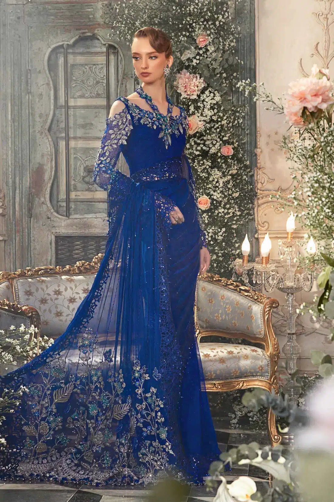 Maria B | Mbroidered Wedding Edition 23 | Cobalt Blue BD-2704 - House Of Hania
