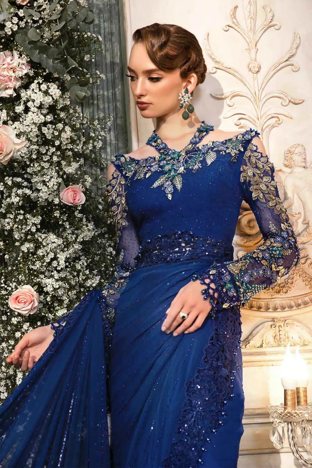 Maria B | Mbroidered Wedding Edition 23 | Cobalt Blue BD-2704 - House Of Hania