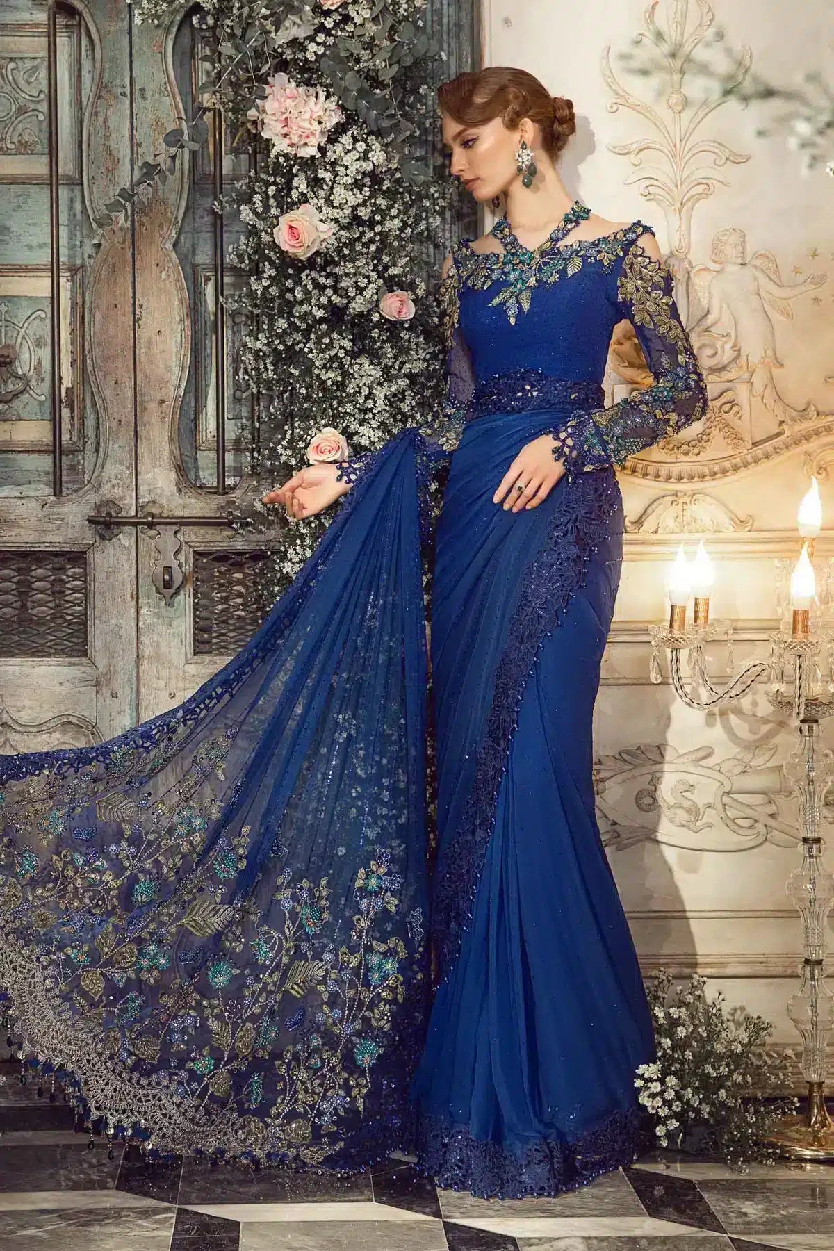 Maria B | Mbroidered Wedding Edition 23 | Cobalt Blue BD-2704 - House Of Hania