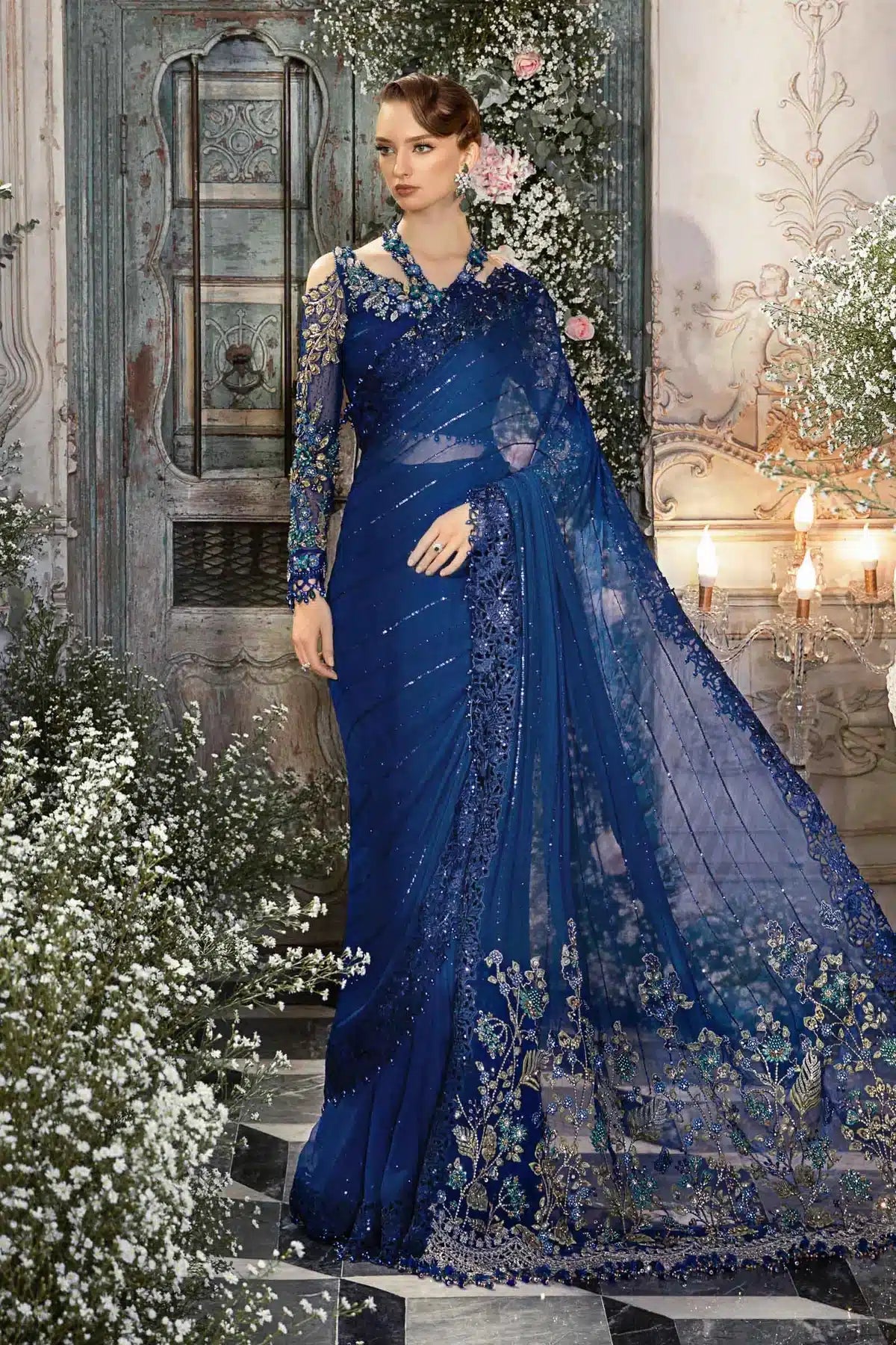 Maria B | Mbroidered Wedding Edition 23 | Cobalt Blue BD-2704 - House Of Hania