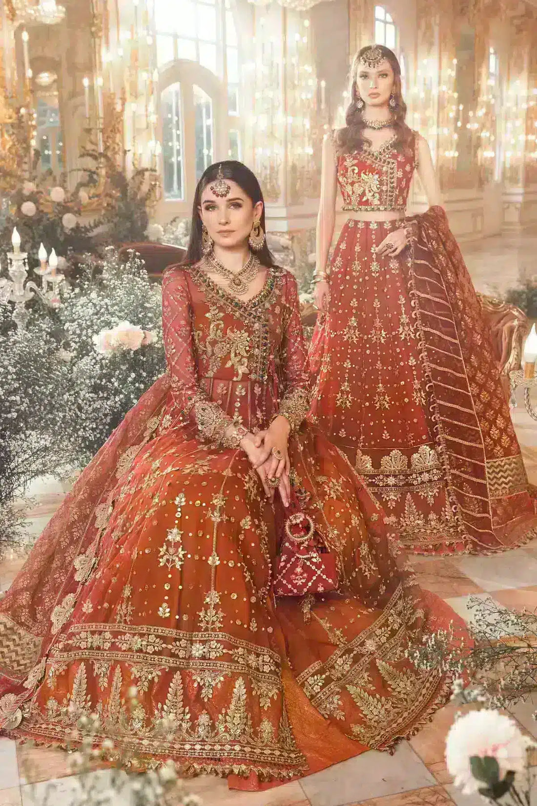 Maria B | Mbroidered Wedding Edition 23 | Maroon BD-2705 - House Of Hania