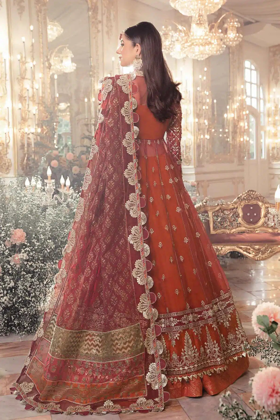 Maria B | Mbroidered Wedding Edition 23 | Maroon BD-2705 - House Of Hania
