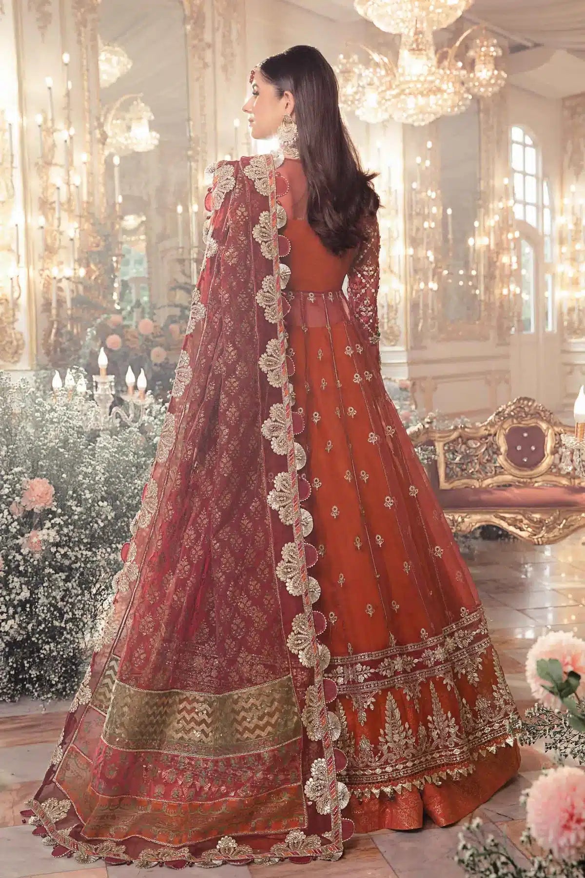 Maria B | Mbroidered Wedding Edition 23 | Maroon BD-2705 - House Of Hania
