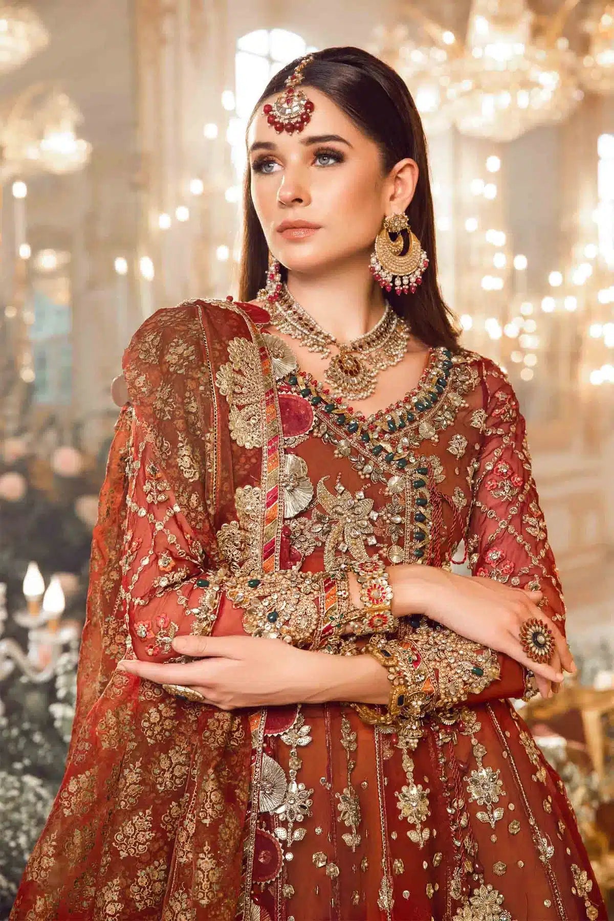 Maria B | Mbroidered Wedding Edition 23 | Maroon BD-2705 - House Of Hania
