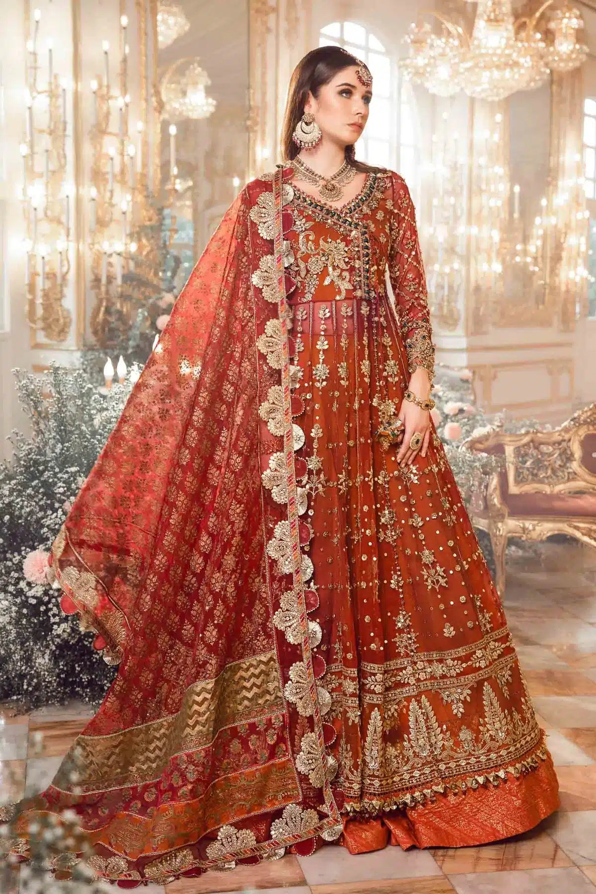 Maria B | Mbroidered Wedding Edition 23 | Maroon BD-2705 - House Of Hania