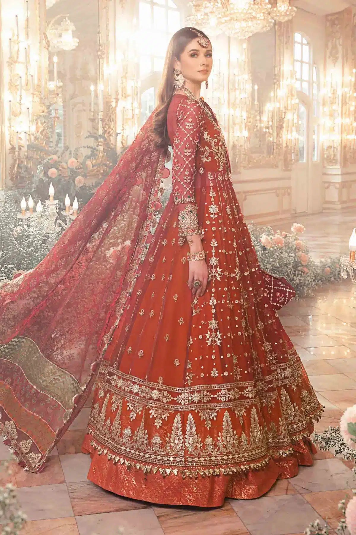 Maria B | Mbroidered Wedding Edition 23 | Maroon BD-2705 - House Of Hania