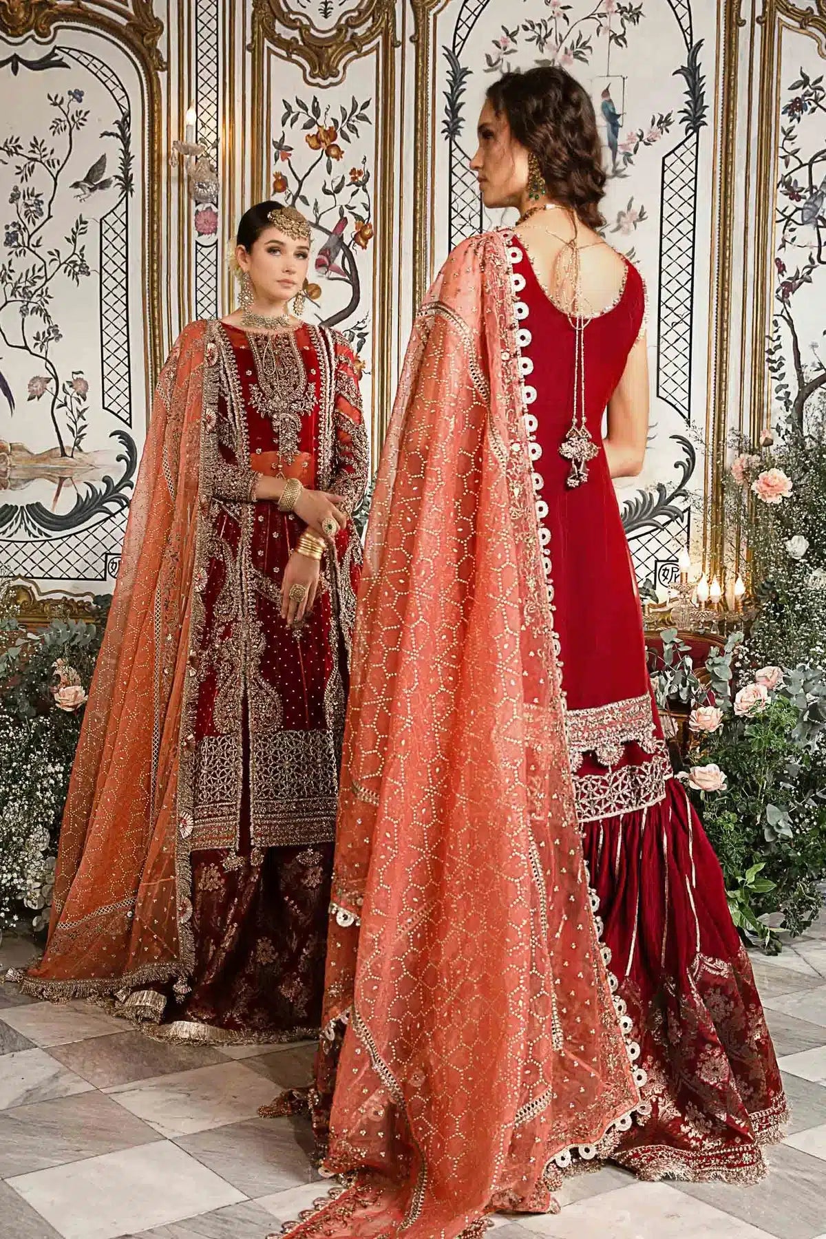Maria B | Mbroidered Wedding Edition 23 | Maroon BD-2708 - House Of Hania