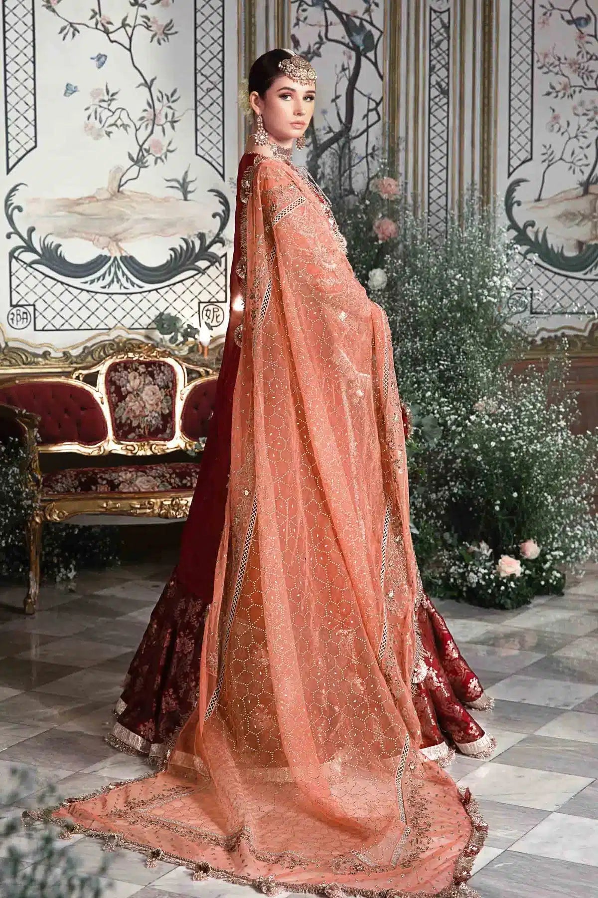 Maria B | Mbroidered Wedding Edition 23 | Maroon BD-2708 - House Of Hania