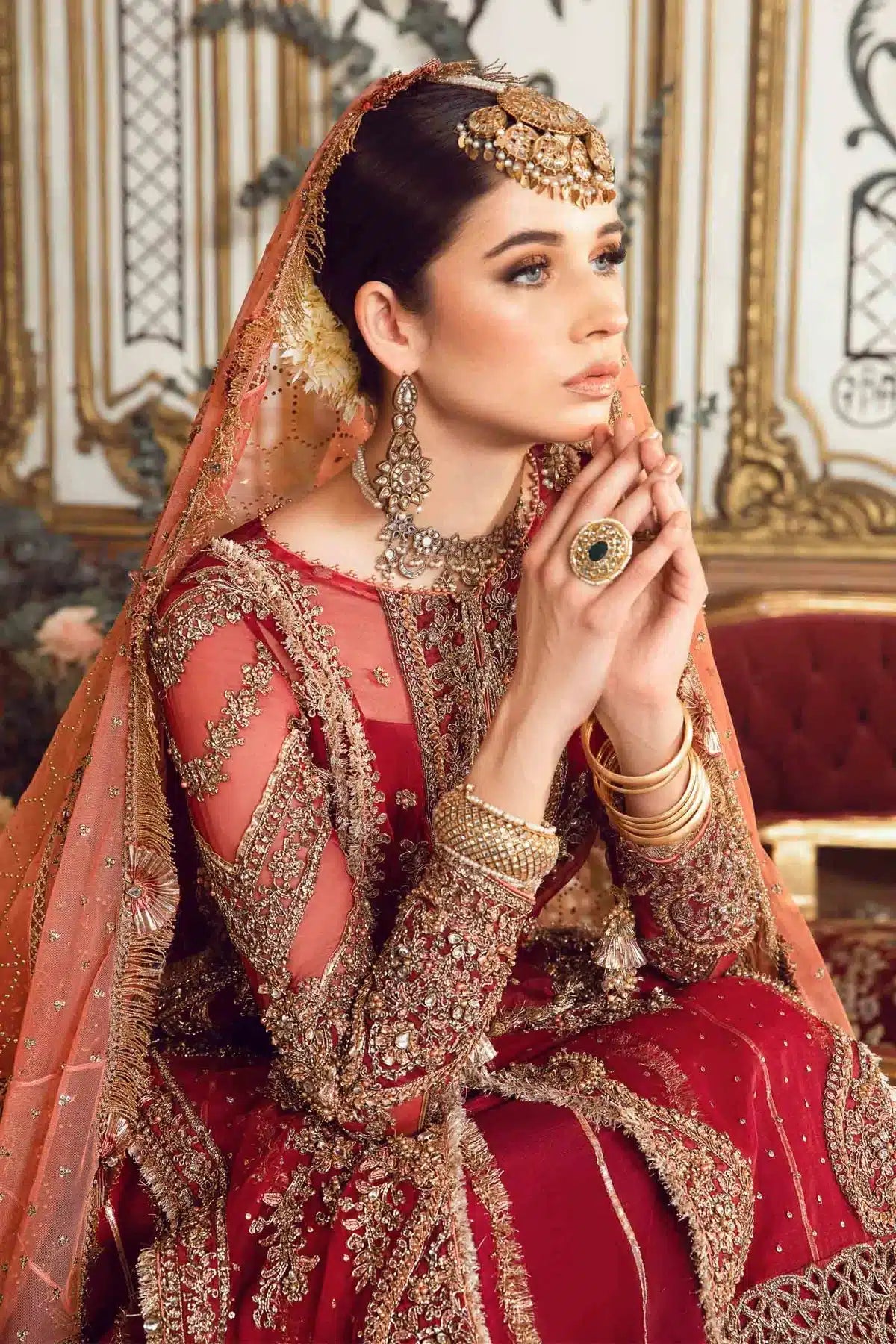 Maria B | Mbroidered Wedding Edition 23 | Maroon BD-2708 - House Of Hania
