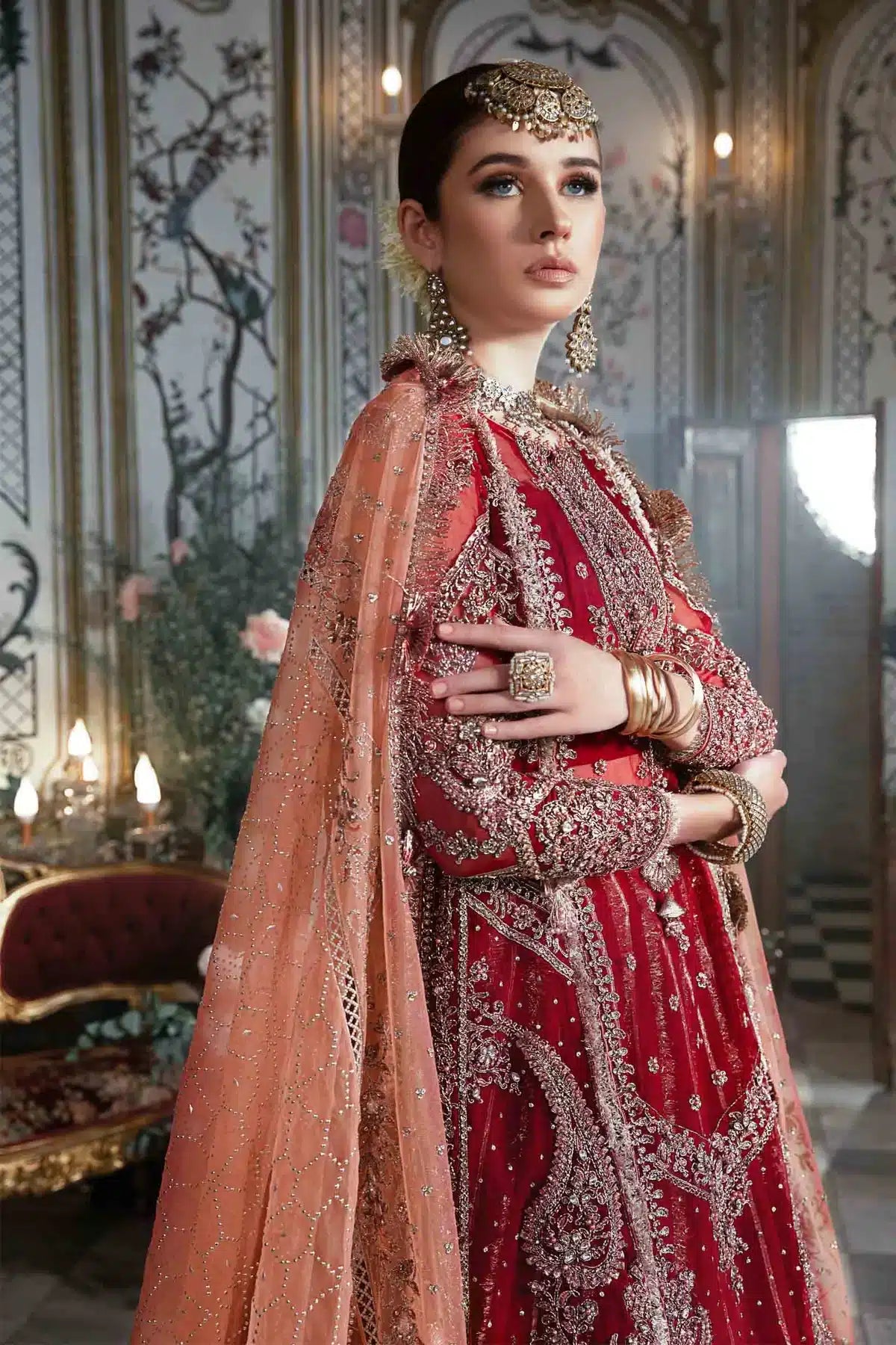 Maria B | Mbroidered Wedding Edition 23 | Maroon BD-2708 - House Of Hania