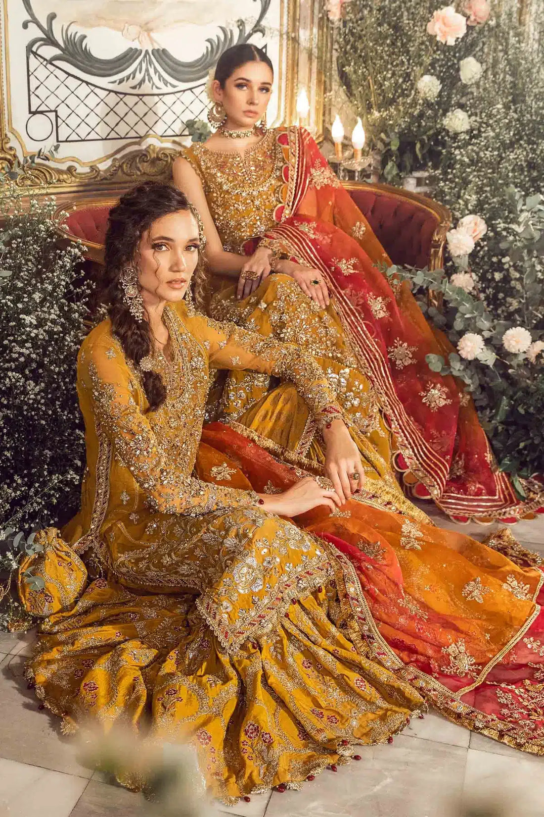 Maria B | Mbroidered Wedding Edition 23 | Mustard BD-2707 - House Of Hania