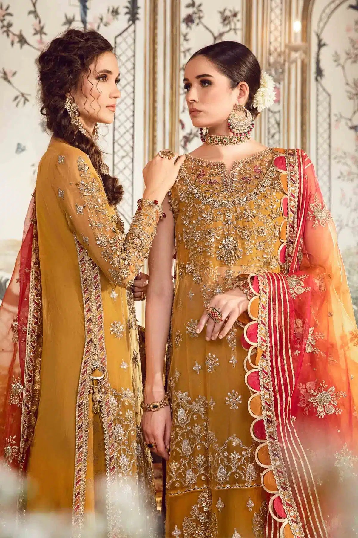 Maria B | Mbroidered Wedding Edition 23 | Mustard BD-2707 - House Of Hania