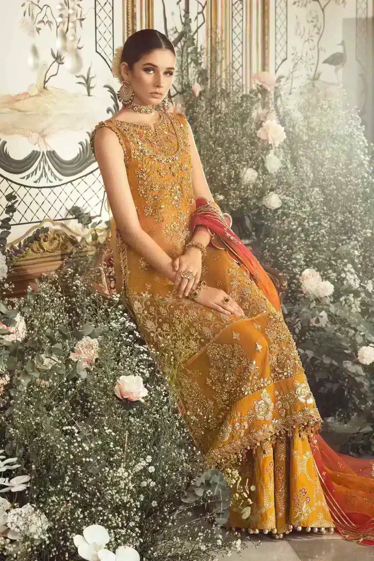 Maria B | Mbroidered Wedding Edition 23 | Mustard BD-2707 - House Of Hania
