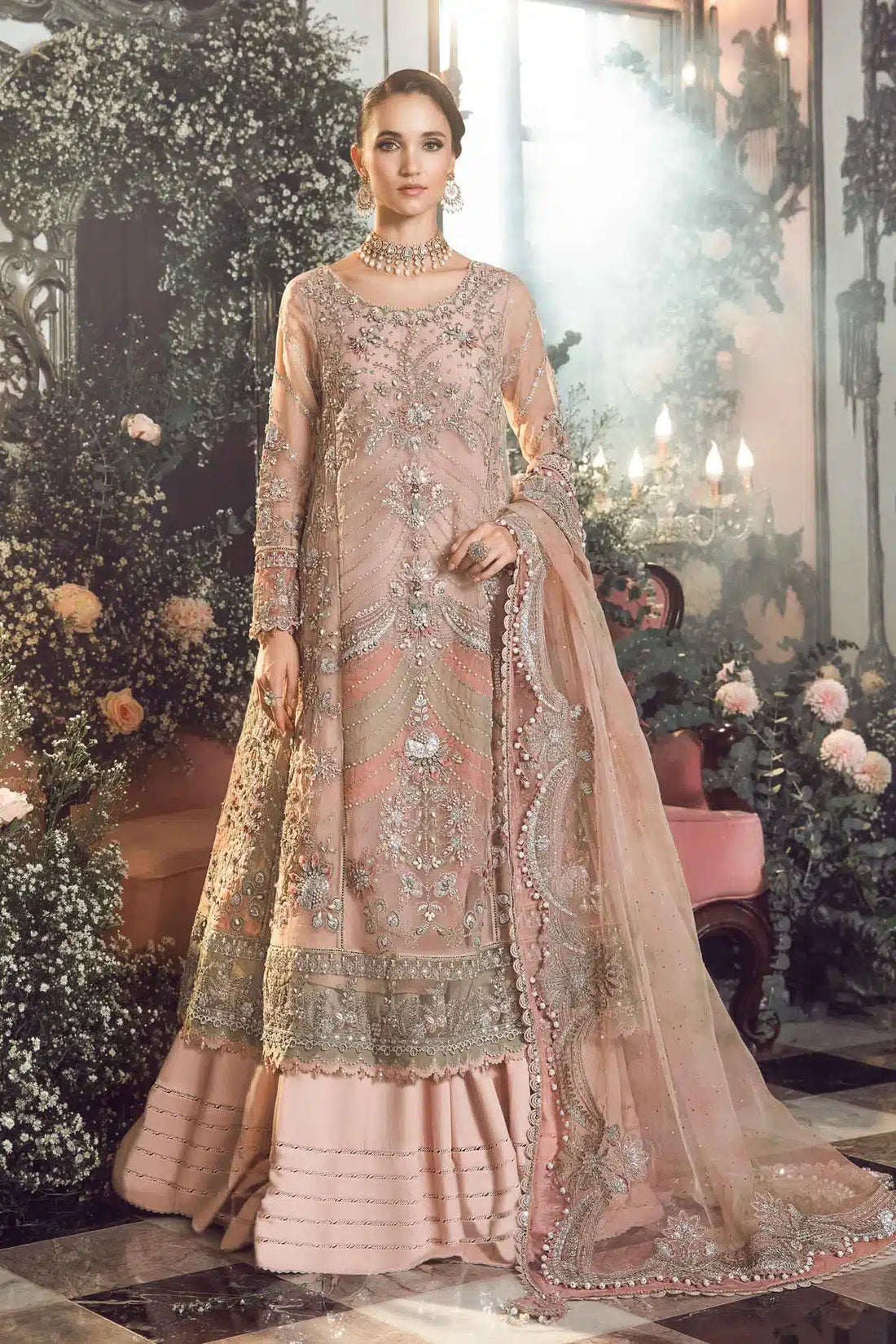 Maria B | Mbroidered Wedding Edition 23 | Pastel Pink BD-2706 - House Of Hania