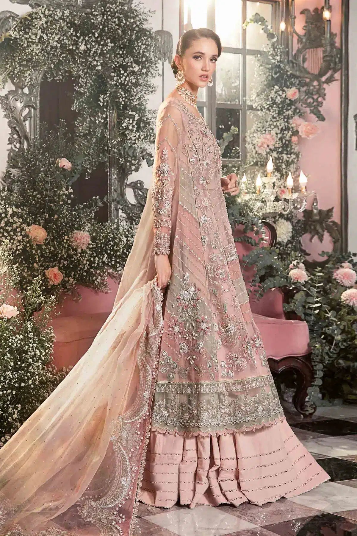 Maria B | Mbroidered Wedding Edition 23 | Pastel Pink BD-2706 - House Of Hania