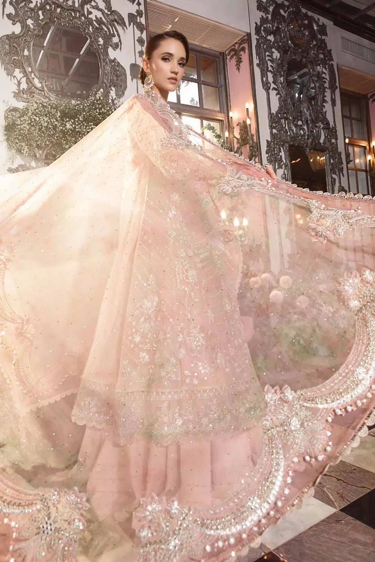 Maria B | Mbroidered Wedding Edition 23 | Pastel Pink BD-2706 - House Of Hania