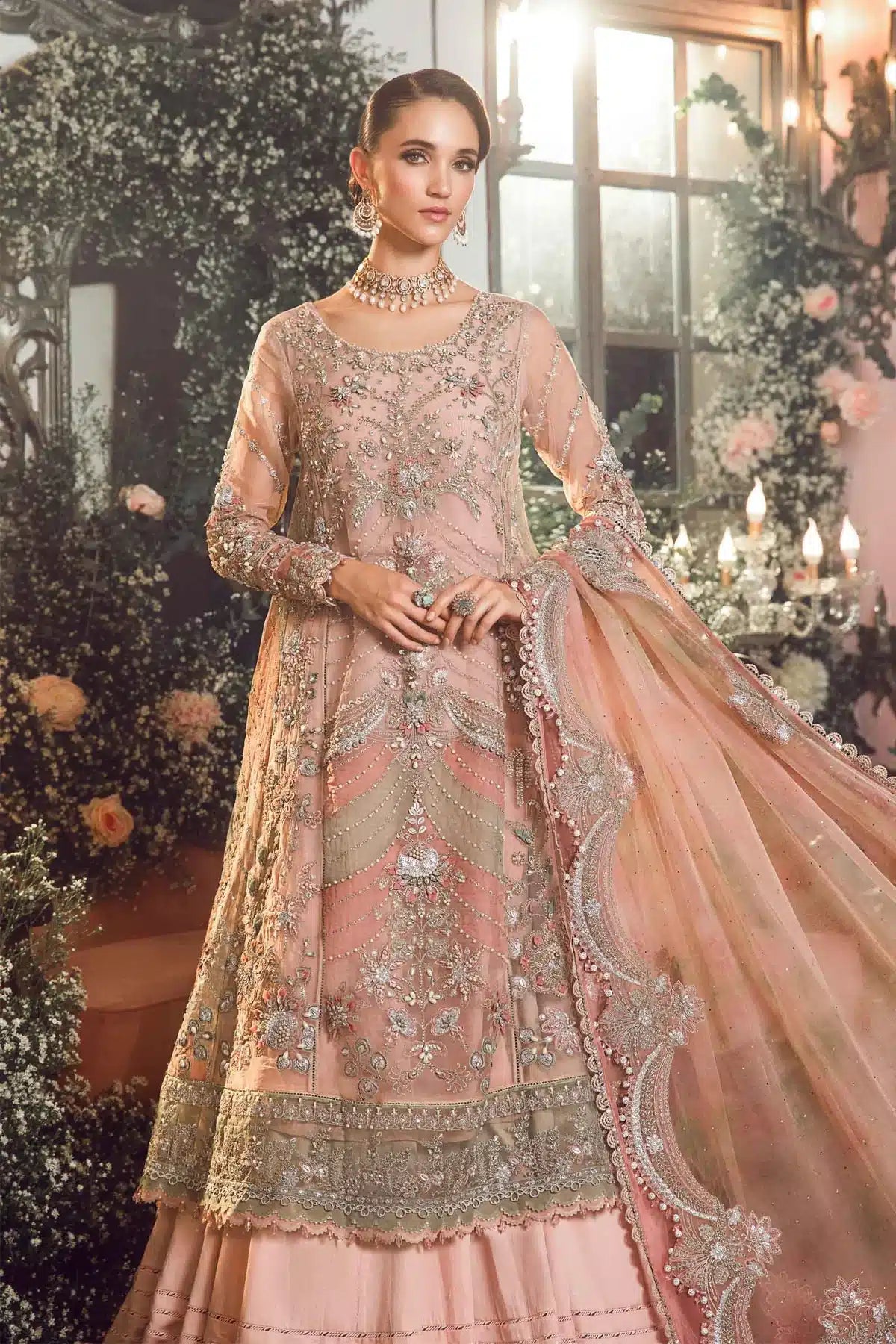 Maria B | Mbroidered Wedding Edition 23 | Pastel Pink BD-2706 - House Of Hania